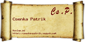 Csenka Patrik névjegykártya